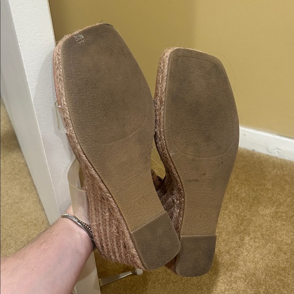 Zara Women's Wedge Sandals with Clear Straps - Brown - Picture 8 of 14